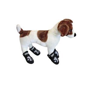 New Alcott Adventure Dog Boots Large Black Grey Reflective Strip Winter Summer